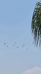 Formation flight of nine aircraft observed over Mexican town