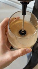 Coffee preparation with milk frothing observed in Plovdiv