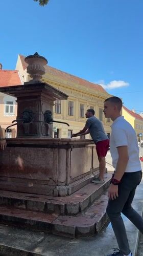 Sunny morning in Sremski Karlovci's historic town square