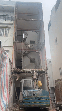 Building demolition underway in Thuận An, Vietnam