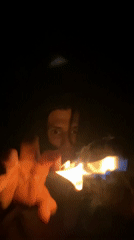 Fire performer demonstrates torch juggling in Venezuelan village