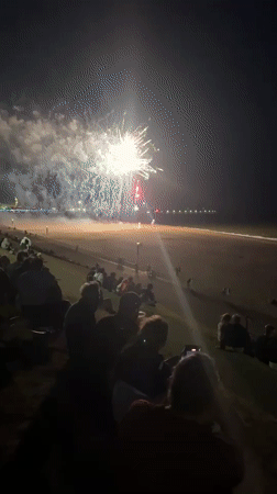 Fireworks display over Great Yarmouth's pier draws beachside crowds