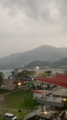 Overcast day captured over Pokhara lake and mountains