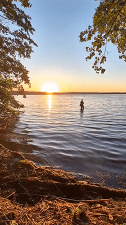 Sunset fishing and paddling scenes captured at peaceful waterways