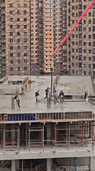 Active concrete pour on a high-rise site in Odintsovo