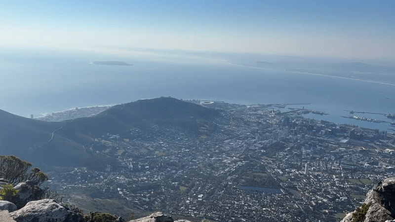 Panoramic Cape Town cityscape captured from Table Mountain viewpoint