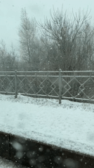 Snow falls in Perm, Russia on April morning