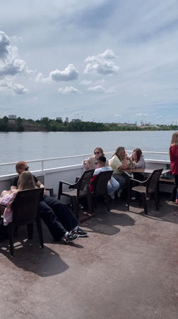 River cruise passengers enjoy sunny morning trip in Perm