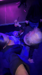 Nightclub scene recorded in Romashkovo with three people present