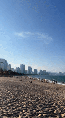 Busy beach scene documented in Nha Trang, Vietnam
