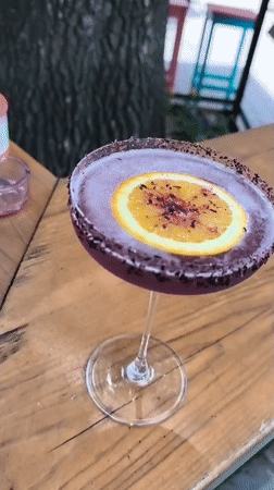 Colorful cocktails with decorated rims photographed in Varna