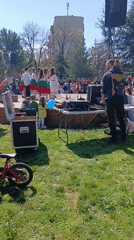 Bulgarian children perform folk dance in Plovdiv park
