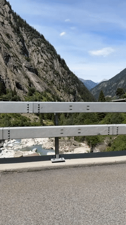 Mountain roads and infrastructure in Göschenen, Swiss Alps