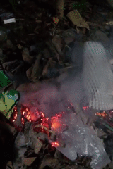 Small debris fire burns in Keudekrueng, Indonesia