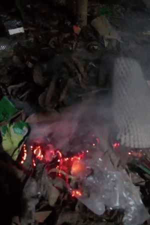 Small debris fire burns in Keudekrueng, Indonesia