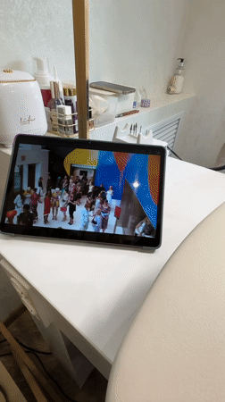 Tablet displays show stage performances in Rusanovo workspace