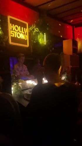 Evening nightlife scene captured at Thai beach entertainment venue