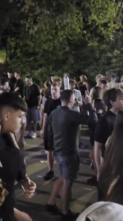 Outdoor night party in Varna under purple lights