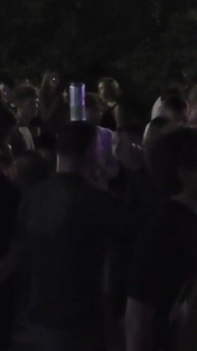 Outdoor night party in Varna under purple lights
