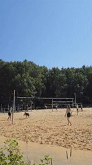 Summer afternoon at a Moscow beach volleyball park