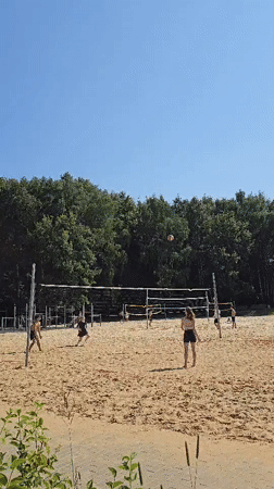 Summer afternoon at a Moscow beach volleyball park