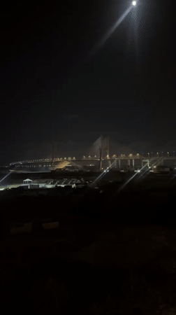 Nighttime scenes documented in Loures, Portugal including bridge views