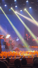 Band performs with candlelit stage in Ukrainian rural settlement