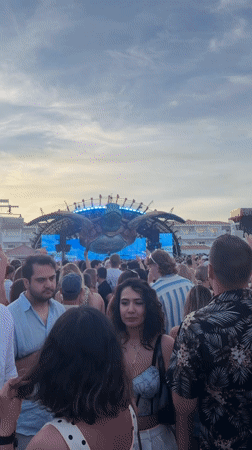 Music festival with illuminated turtle stage draws crowds in Ibiza