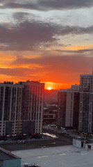 Dramatic sunset illuminates Krasnodar skyline, Russia