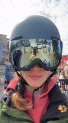Woman films helmet selfie videos in Montenegro mountain town