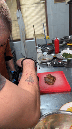 Chef filmed cooking demonstration in Bulgarian commercial kitchen