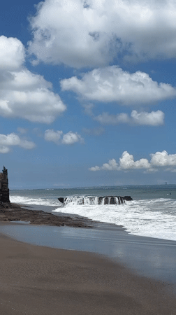Morning beach activities documented at North Kuta, Indonesia