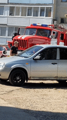 Morning scenes captured in Noviy, Russia include firetruck, selfie
