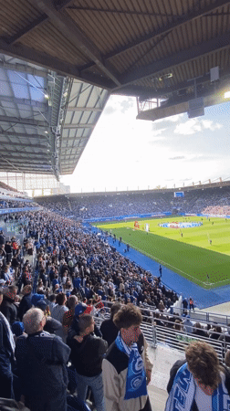 Soccer match draws packed crowd at Strasbourg stadium