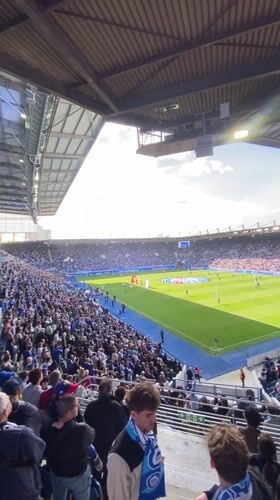 Soccer match draws packed crowd at Strasbourg stadium