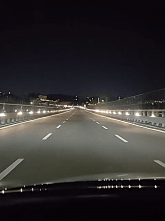 Night highway driving on the outskirts of Naples