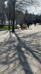Children in safety vests take supervised walk through Pleven park