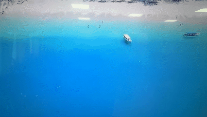 Drone footage of tropical coastlines recorded from Dnipro, Ukraine
