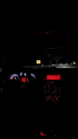 Dashcam records nighttime drive through Lovech, Bulgaria