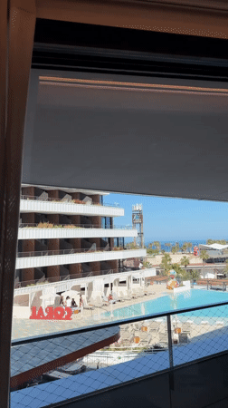 Hotel guest documents afternoon views at SLS Barcelona
