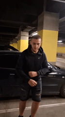 Young man performs dance routine in Sofia underground garage