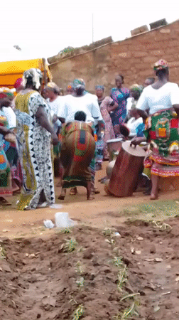 Women celebrate with traditional dancing in Kujama, Nigeria