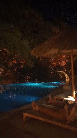 Nighttime resort venue captured with decorative lighting in Kediri