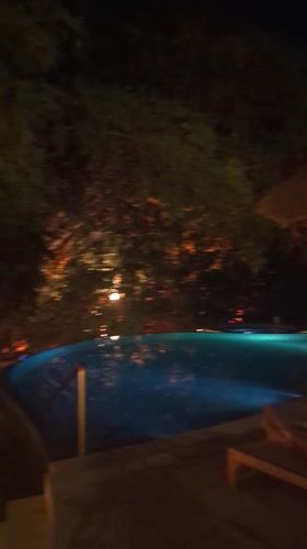 Nighttime resort venue captured with decorative lighting in Kediri