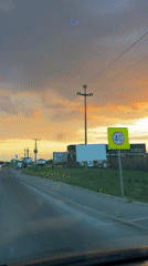 Evening sunset observed from vehicle in Palilula, Serbia