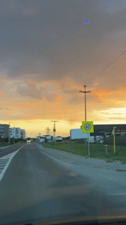 Evening sunset observed from vehicle in Palilula, Serbia