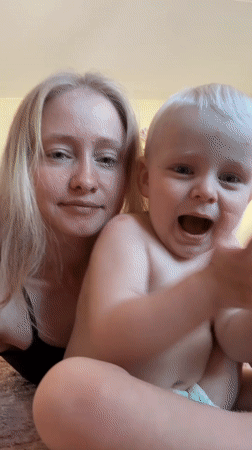 Woman documents morning moments with toddler in rural Russia