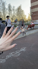 Family playground outing in Izhevsk captures toddler's afternoon play