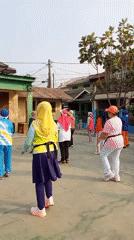 Community workout morning at a Bekasi neighborhood health post