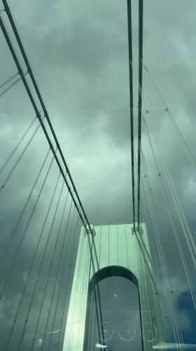 Vehicle passenger films bridge tower in New York area